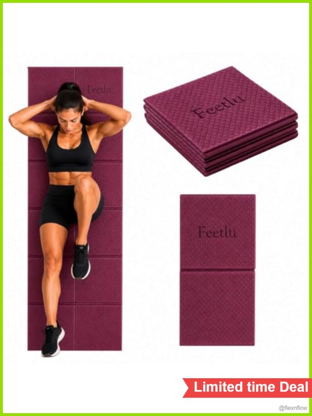 Foldable Yoga Mat 72x24 6mm Thick Non-Slip Lightweight